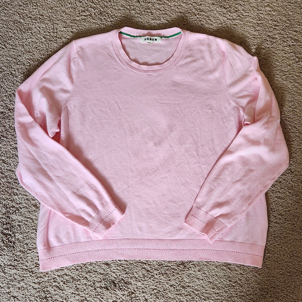 Boden Catriona Cotton Crew Jumper Sweater Powder Pink W XL - Picture 4 of 6